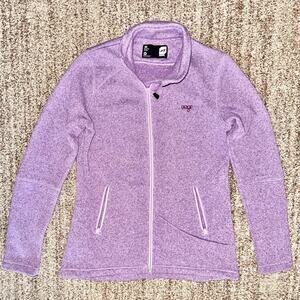 Orage Full Zip Funnel Neck Asymmetrical Zip Fleece Jacket Purple Women's Medium
